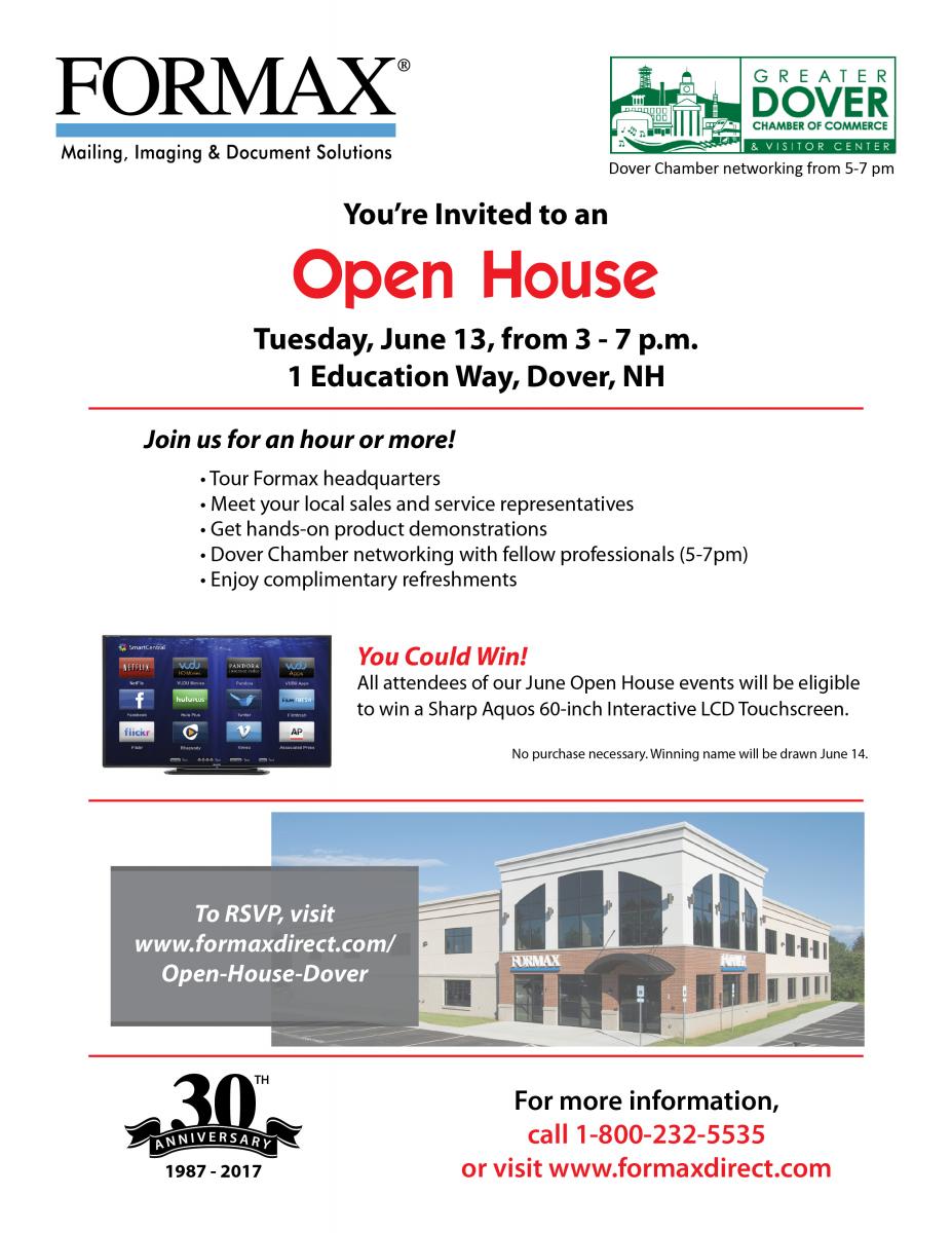 Formax Direct to Host Open House with Dover Chamber, June 13th